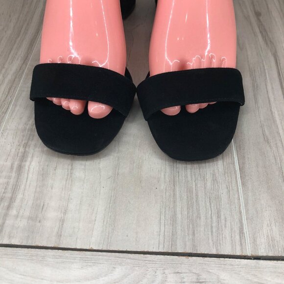 Antonio Melani Sandals Womens 8.5M Odella Black Suede Buckle Ankle Strap Heeled - Picture 7 of 13